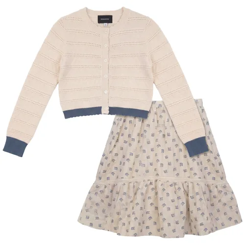 Floral Scallop Trim Cardigan & Lined Skirt Set by Hopscotch