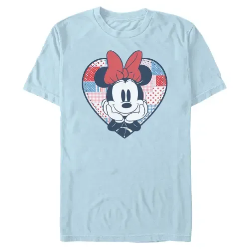 Cute Patchwork Heart Short Sleeve Graphic T-Shirt by Minnie Mouse