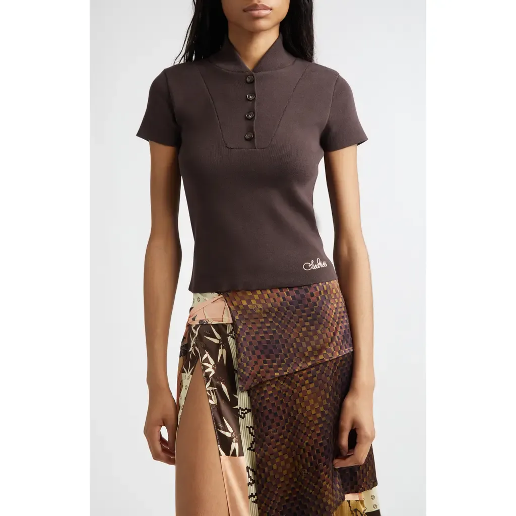 Mollie Embroidered Logo Rib Cotton Polo by Siedrés