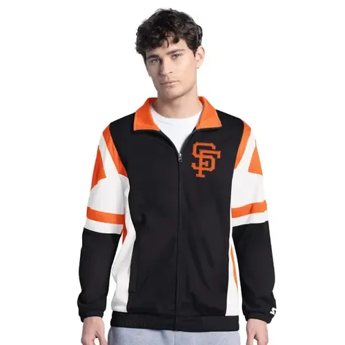 Starter Black/Orange San Francisco Giants Contender Tricot Full-Zip Track Jacket by STARTER