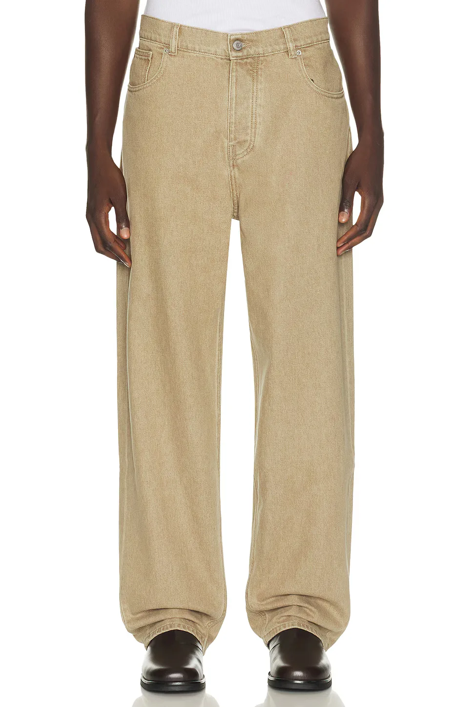 Washed Khaki Straight Jeans by Drle De Monsieur