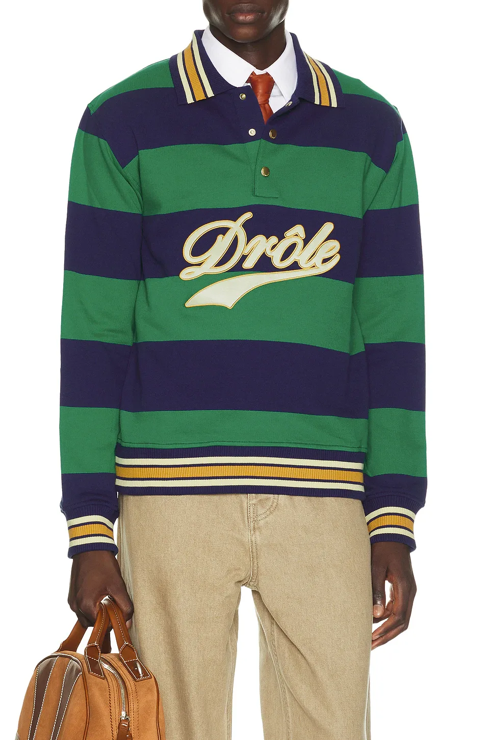 Drole Embroidered Stripes Polo by Drle De Monsieur