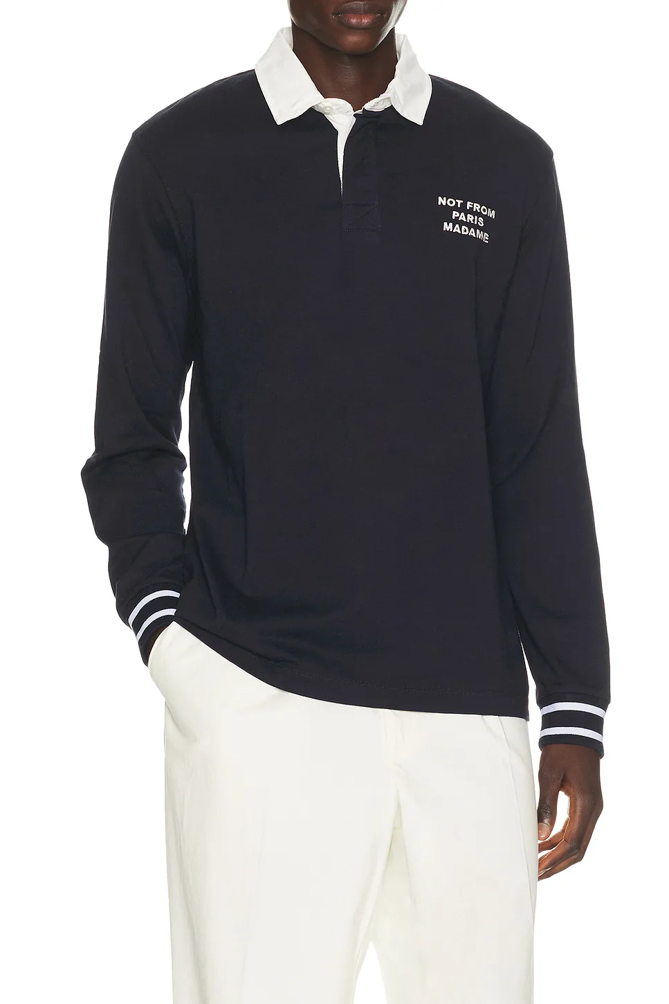 Slogan Longsleeve Polo by Drle De Monsieur