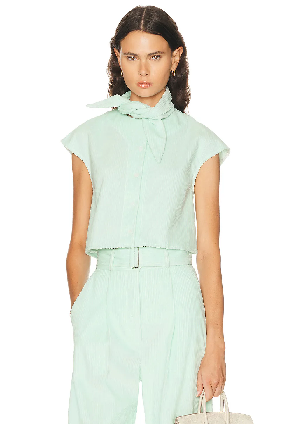 Tie Neck Button Up Shirt by Matthew Bruch