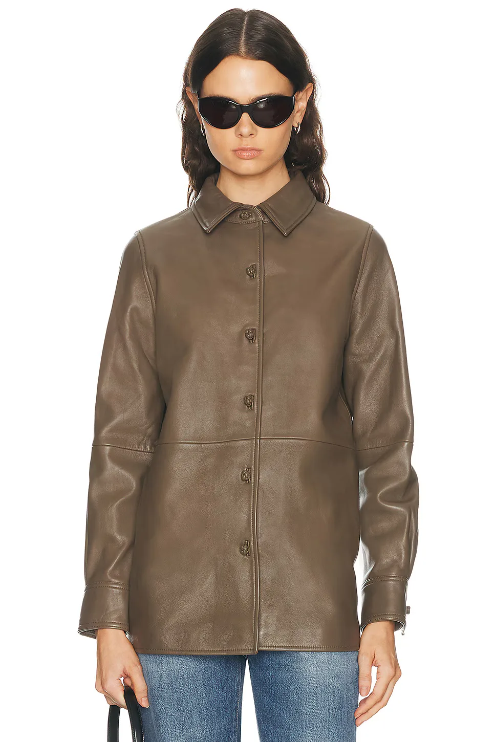 Leather Pankou Closure Overshirt by Rohe