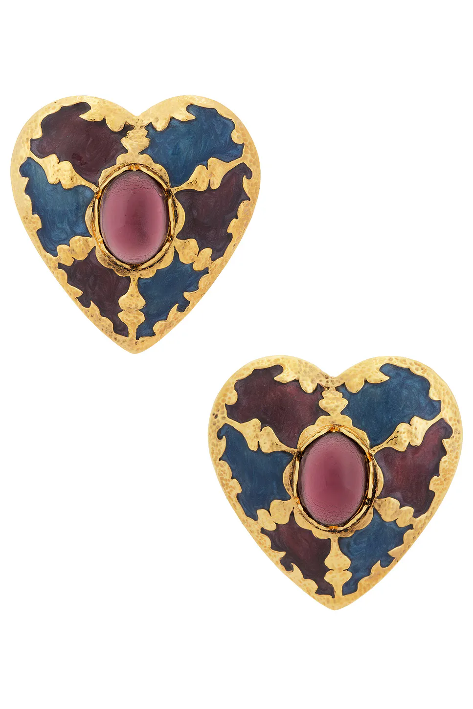 Harlequin Cabochons Heart Earrings