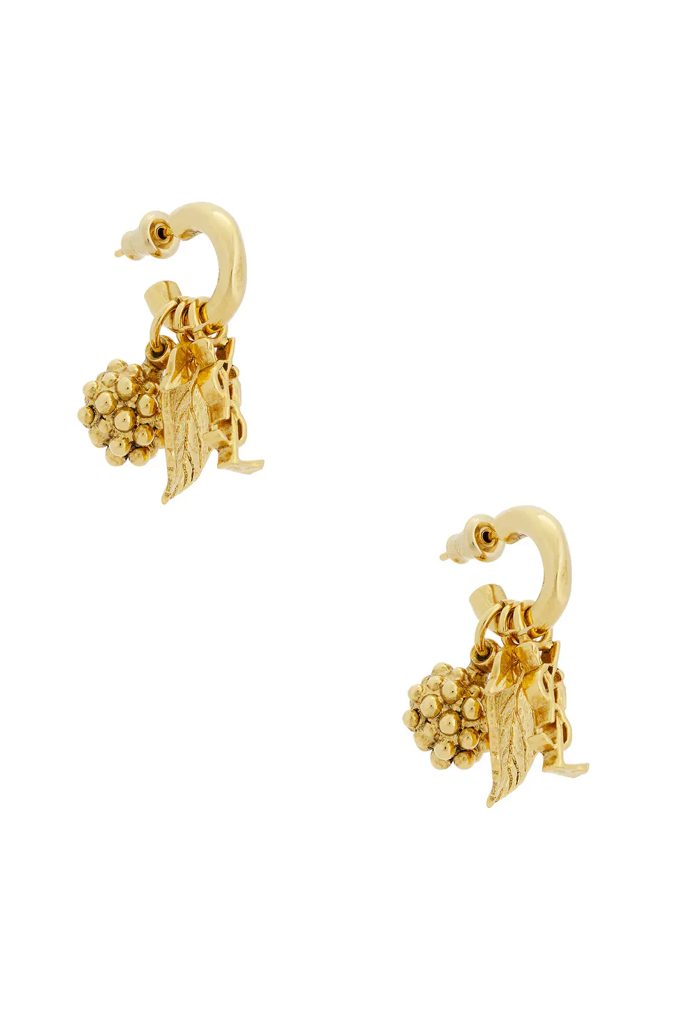 YSL Leaf & Mulberry Charm Hoop Earrings by Saint Laurent