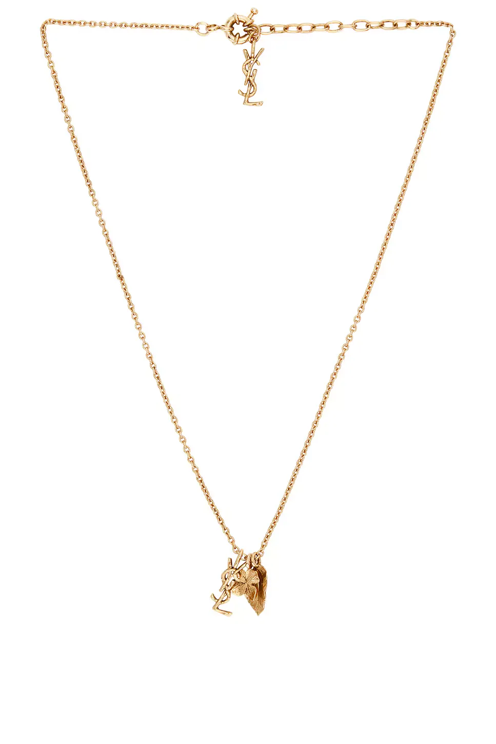 YSL Leave & Hydrangea Charm Necklace by Saint Laurent