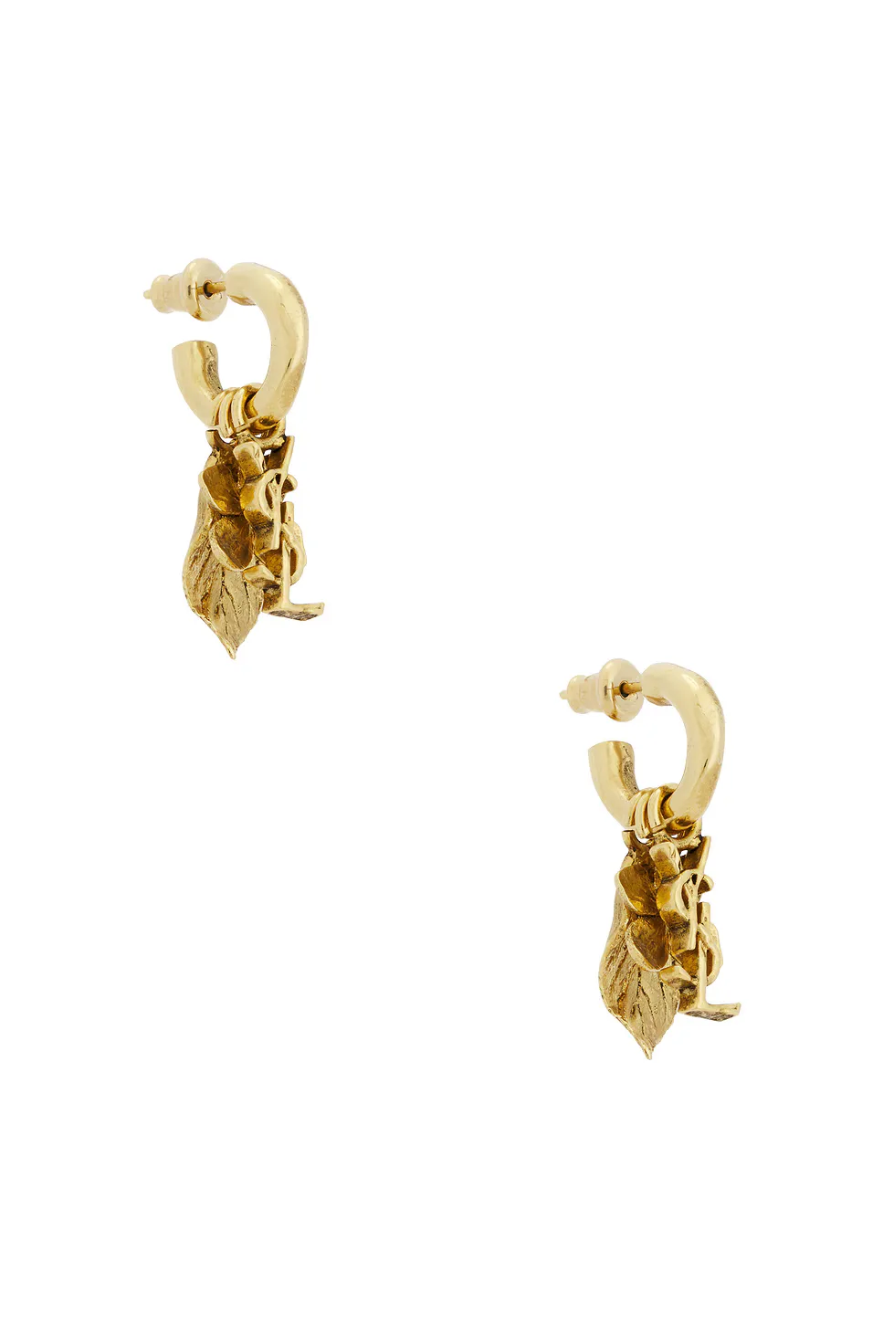 YSL Leave & Hydrangea Charm Hoop Earrings by Saint Laurent