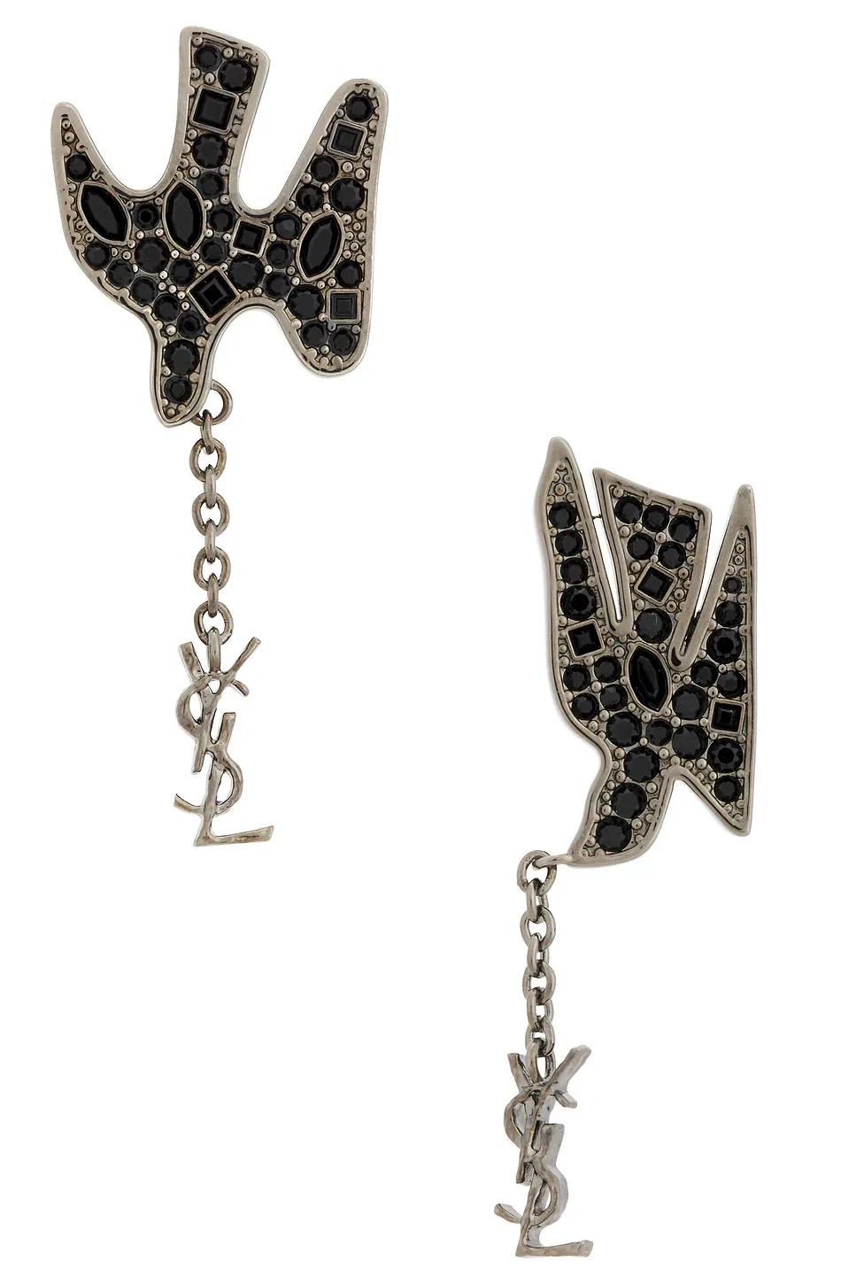 YSL Pendant Incrusted Dove Earrings by Saint Laurent