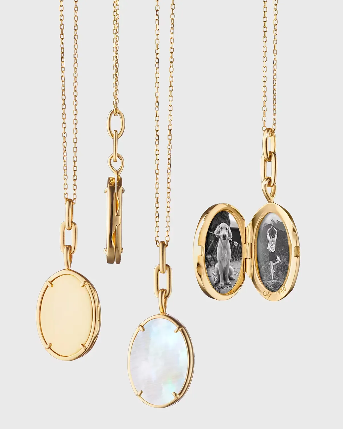18K Yellow Gold Elle Slim Locket Necklace with Mother-of-Pearl by Monica Rich Kosann