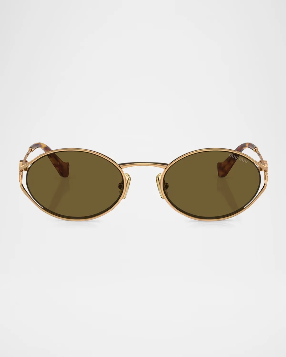 Cut-Out Metal & Plastic Oval Sunglasses by Miu Miu