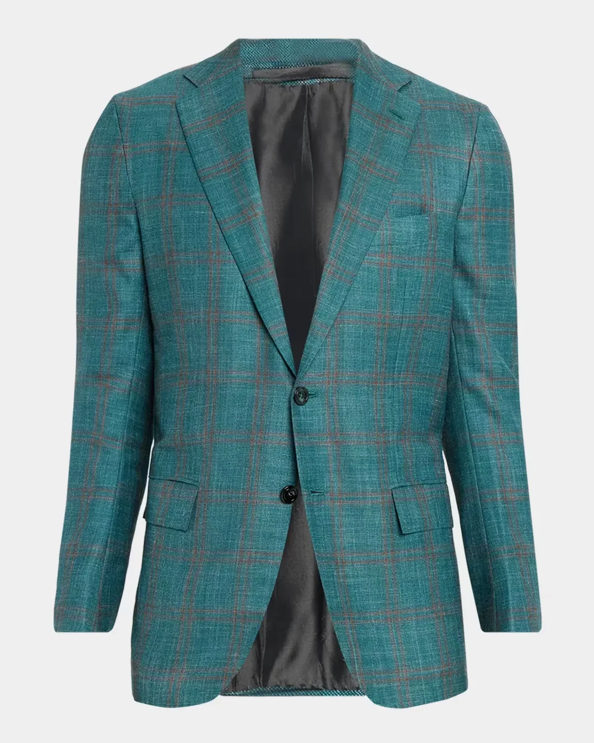 Wool Plaid Single-Breasted Sport Coat by Kiton