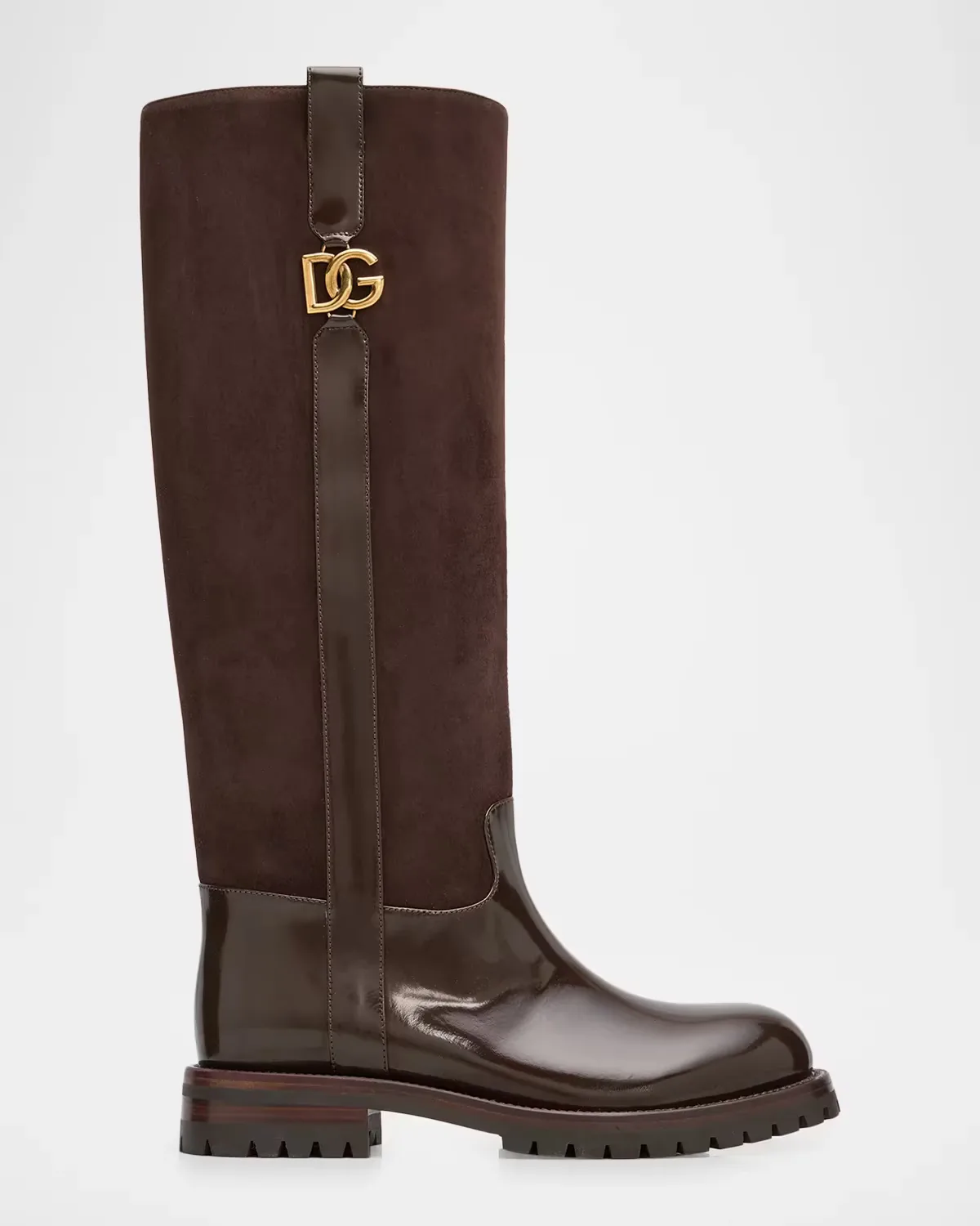 20mm Velata Mixed Leather Knee-High Boots by Dolce & Gabbana