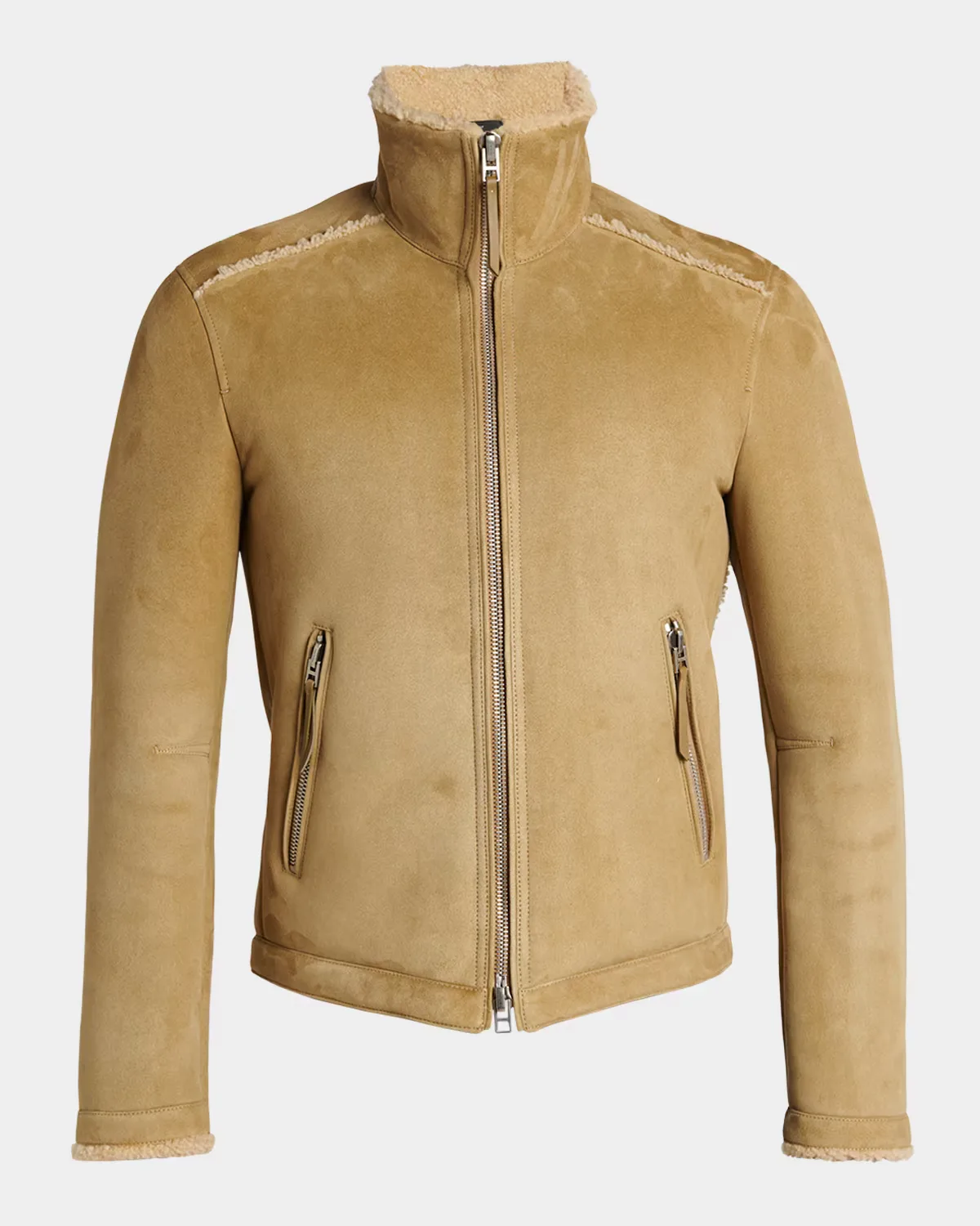 Shearling-Trim Suede Jacket by Tom Ford