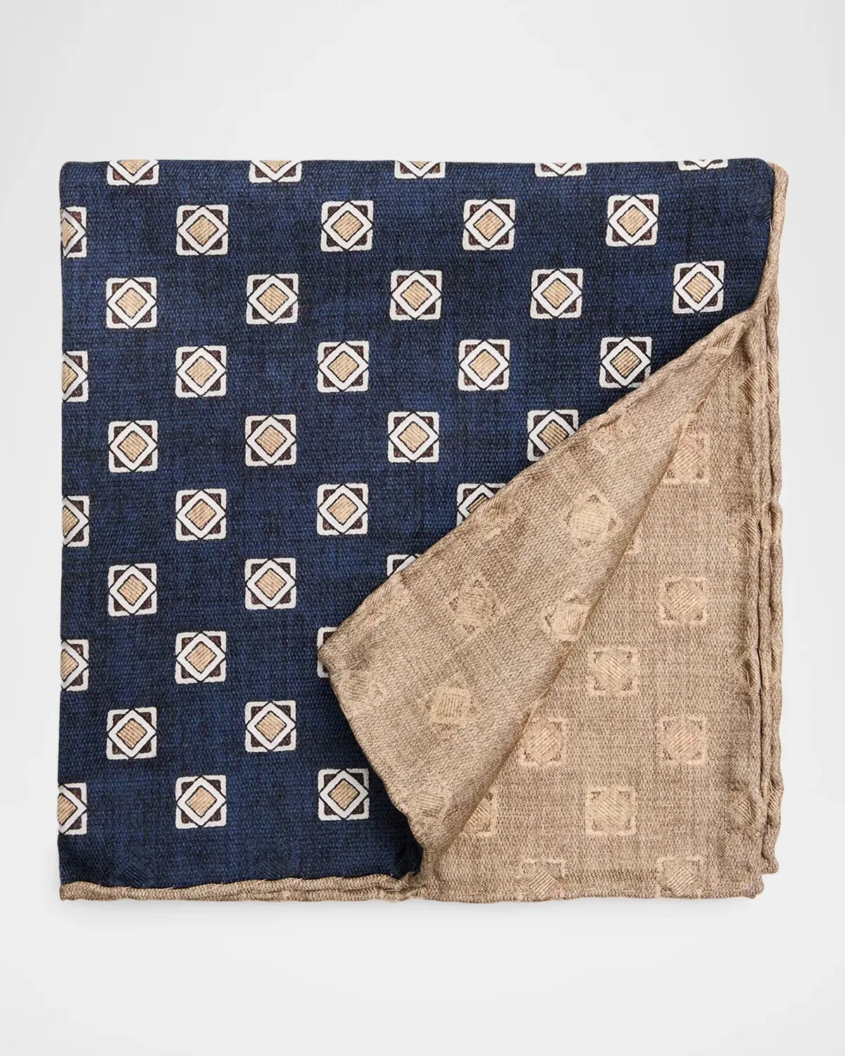 Medallion Double-Face Silk Pocket Square by Brunello Cucinelli