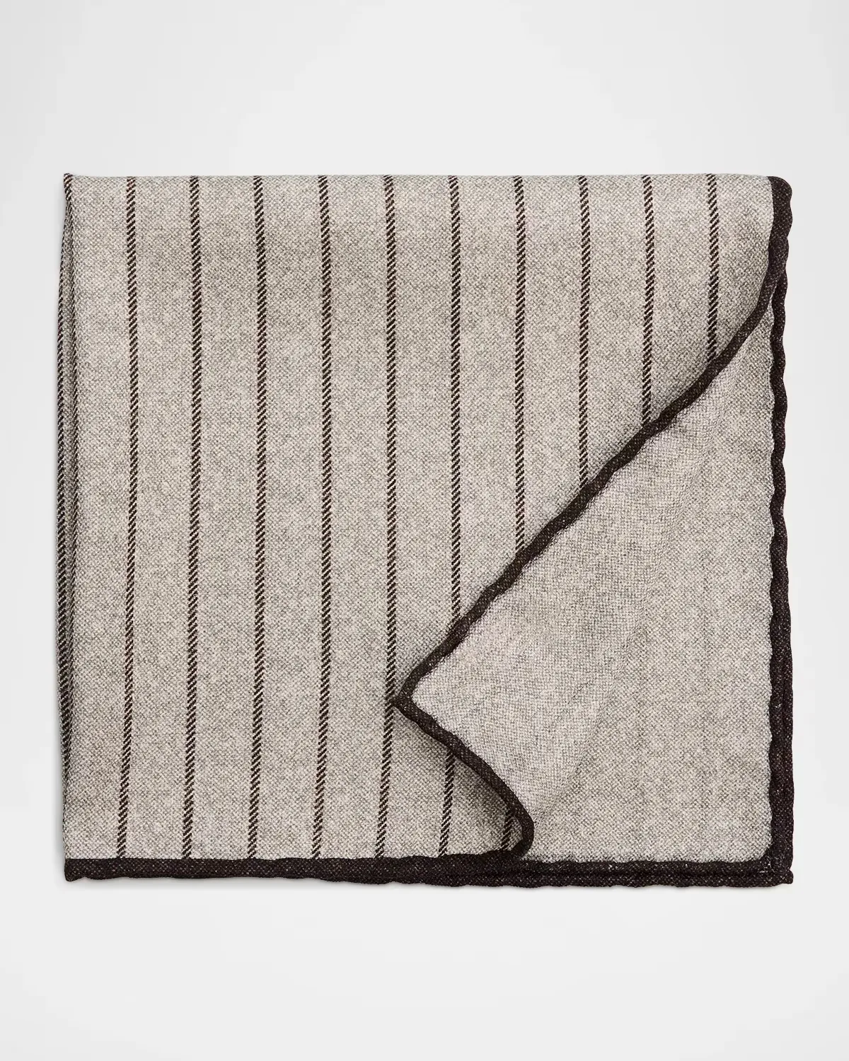 Fine Stripe Double-Face Silk Pocket Square by Brunello Cucinelli
