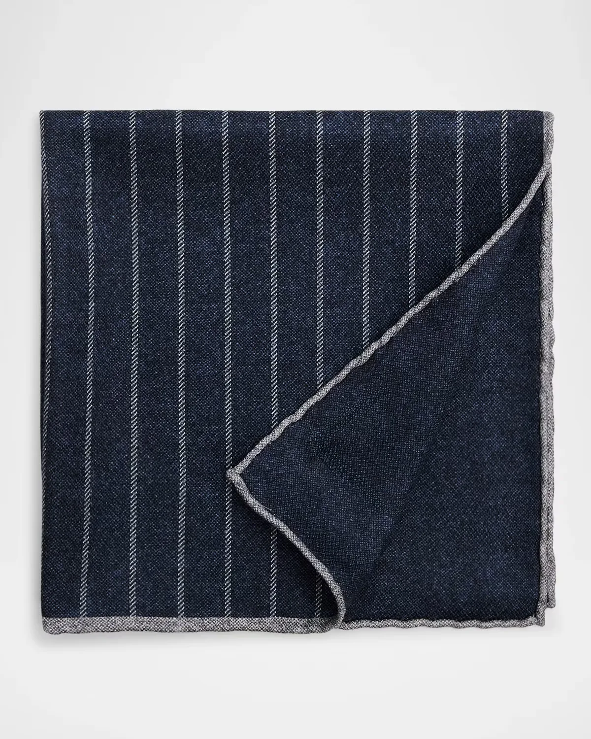 Fine Stripe Double-Face Silk Pocket Square