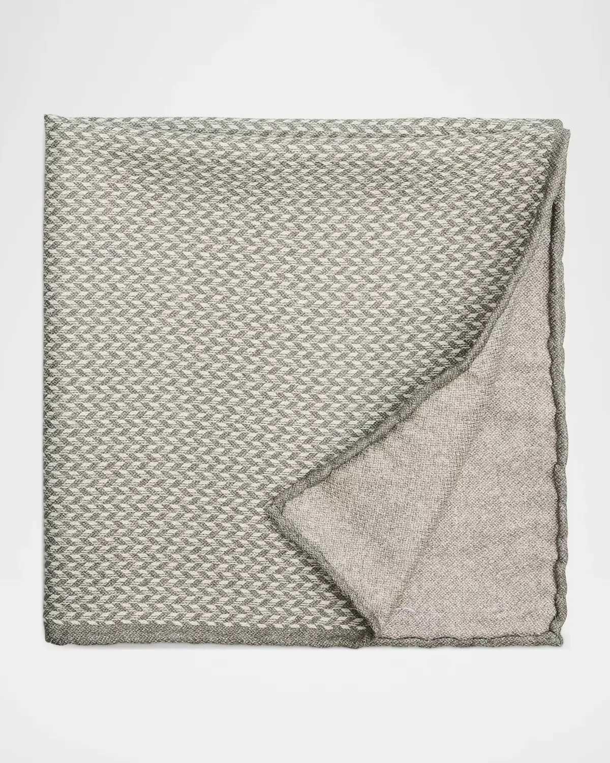 Chevron Double-Face Silk Pocket Square by Brunello Cucinelli