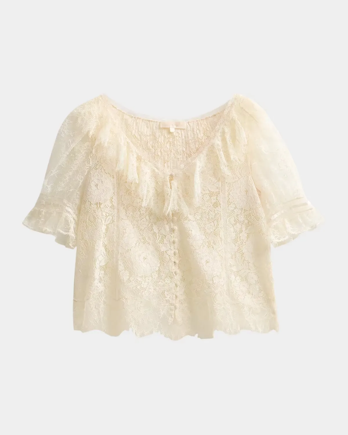 Kaylin Lace Button-Front Top by LoveShackFancy