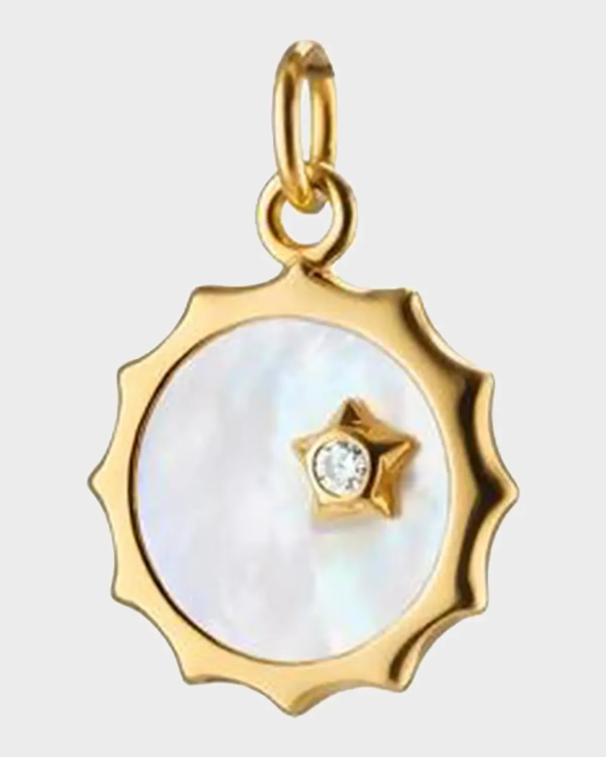18K Yellow Gold Sun-Shaped Pendant with Diamonds and Mother-of-Pearl by Monica Rich Kosann