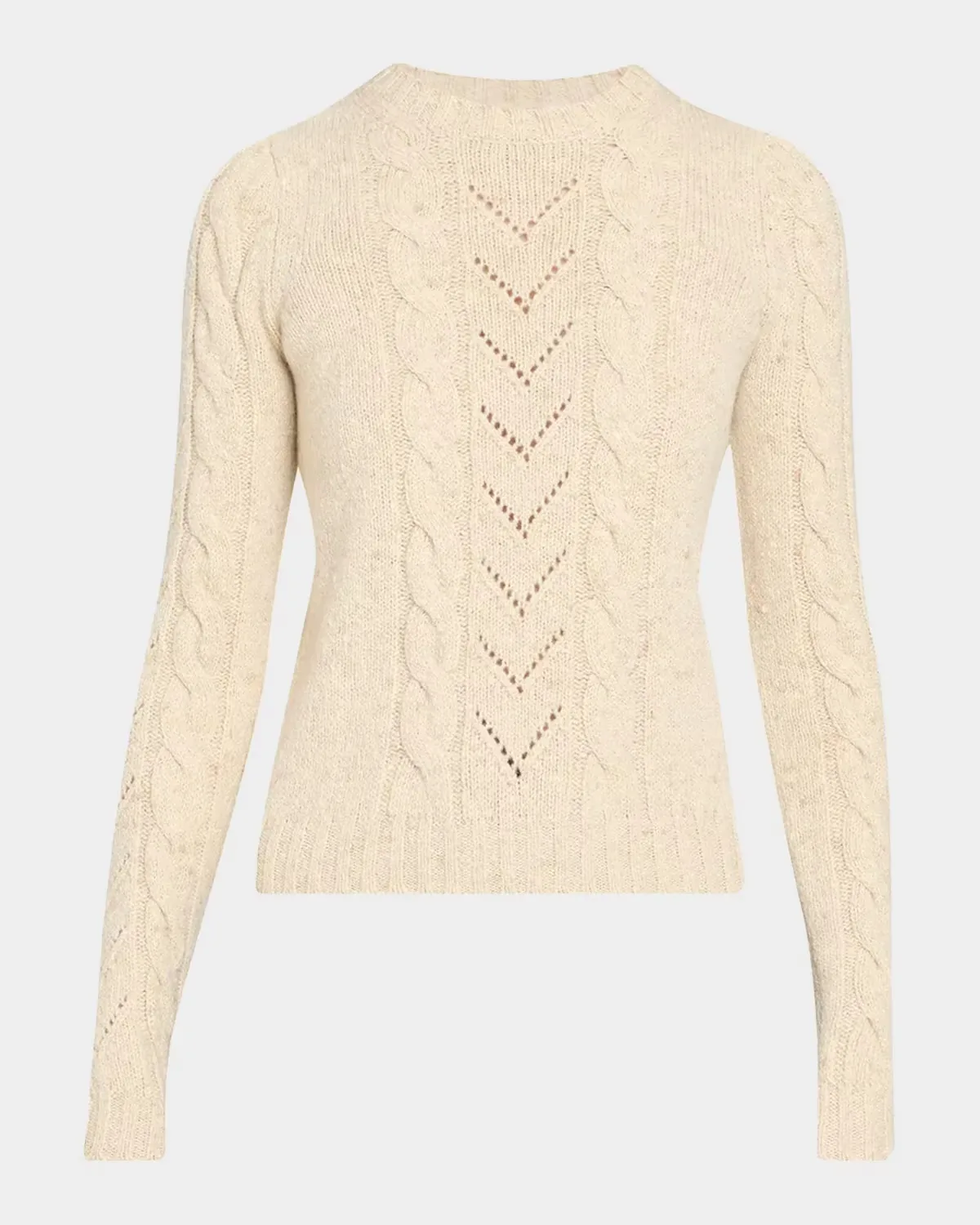 Paillette Wool-Cashmere Cable Knit Crewneck Sweater by Max Mara