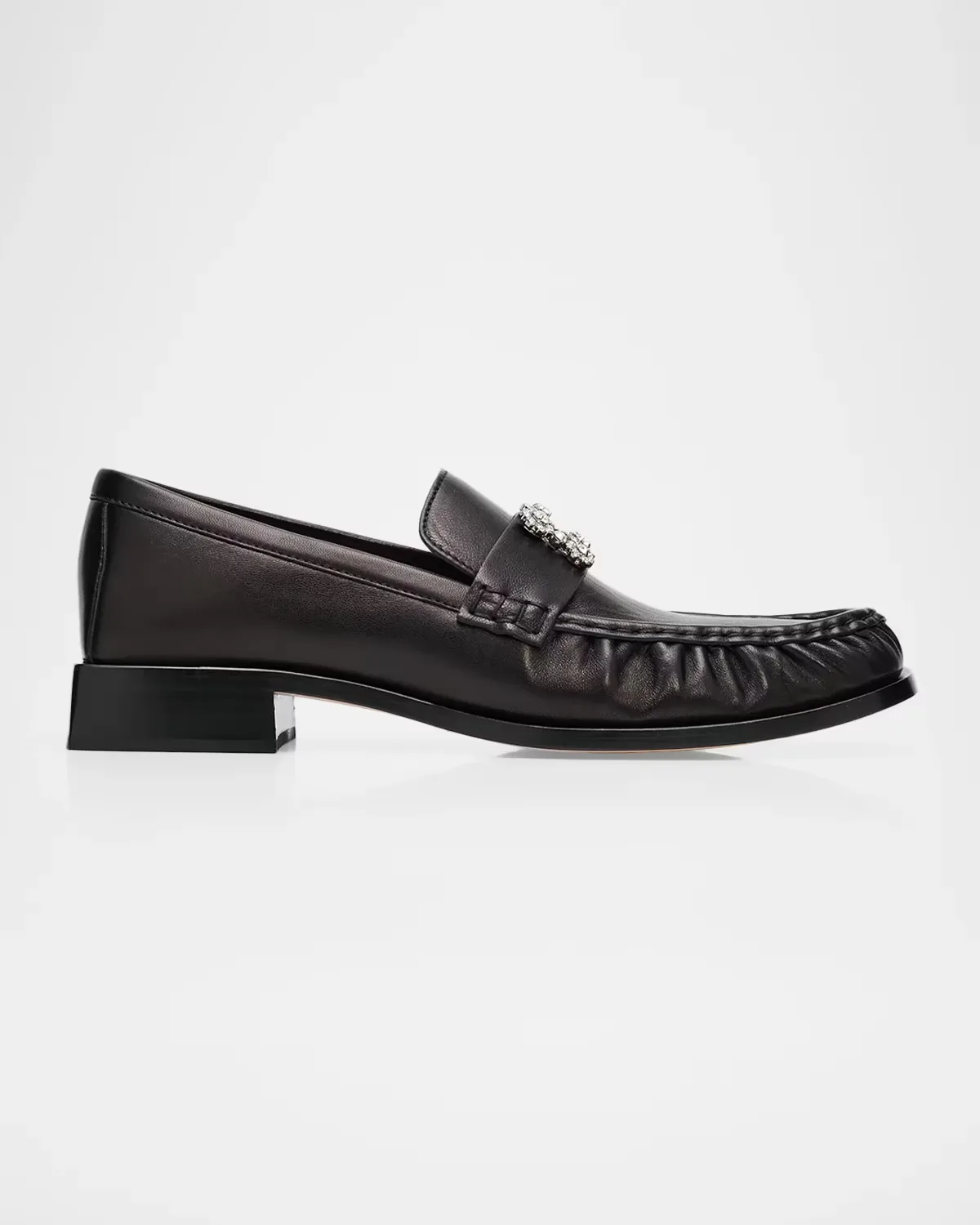 Embellished Buckle 25MM Leather Loafers by Roger Vivier