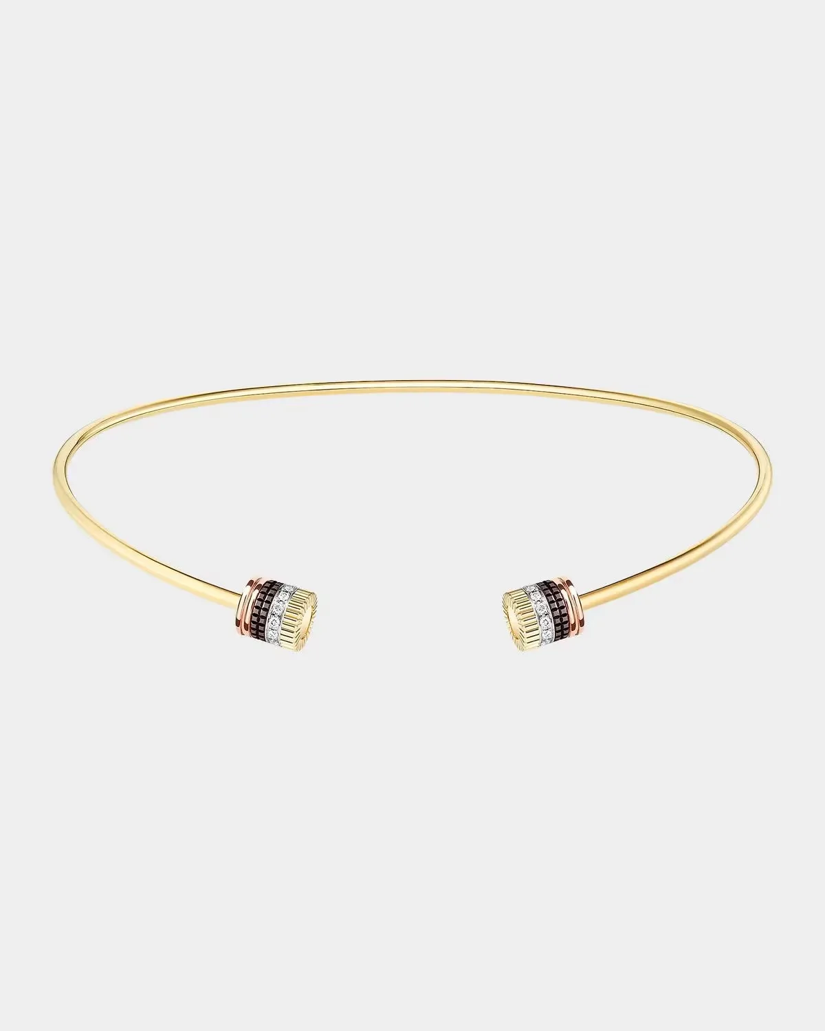 Quatre Classique Open Necklace in Tricolor Gold with Brown PVD and Diamonds by Boucheron
