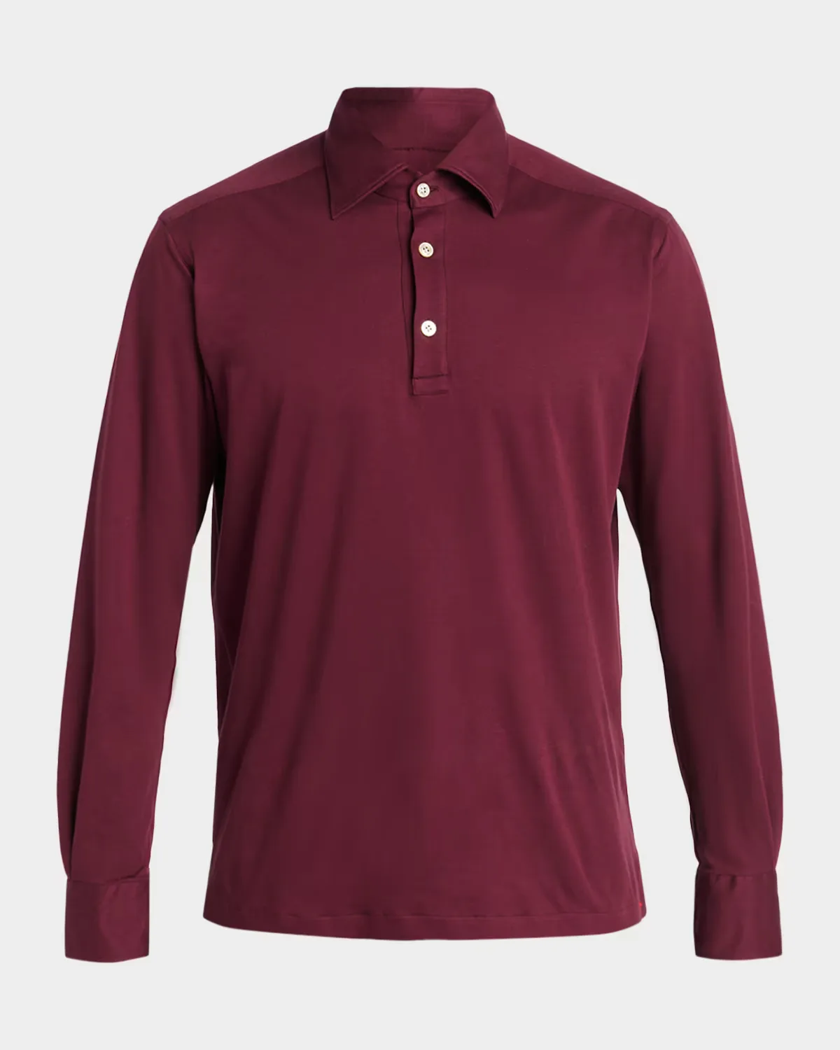 Cotton Pique Long-Sleeve Polo Shirt