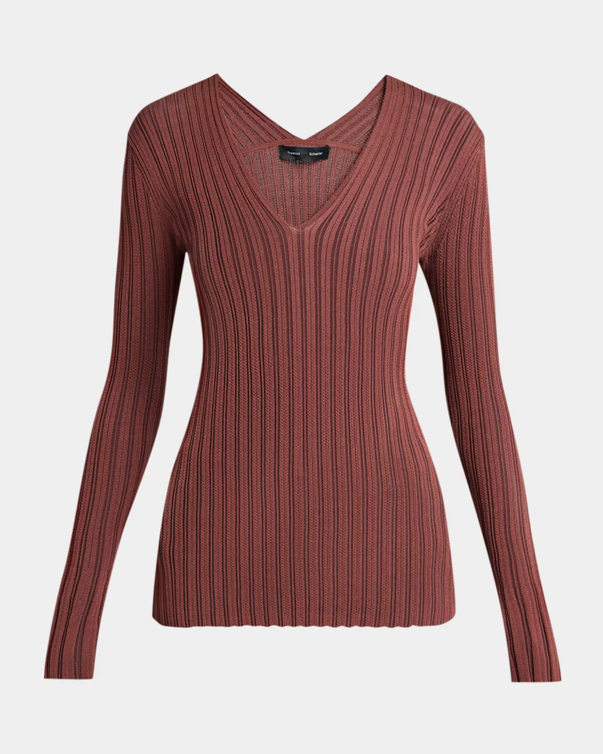 Roux V-Neck Silk-Blend Rib Long-Sleeve Top by Proenza Schouler