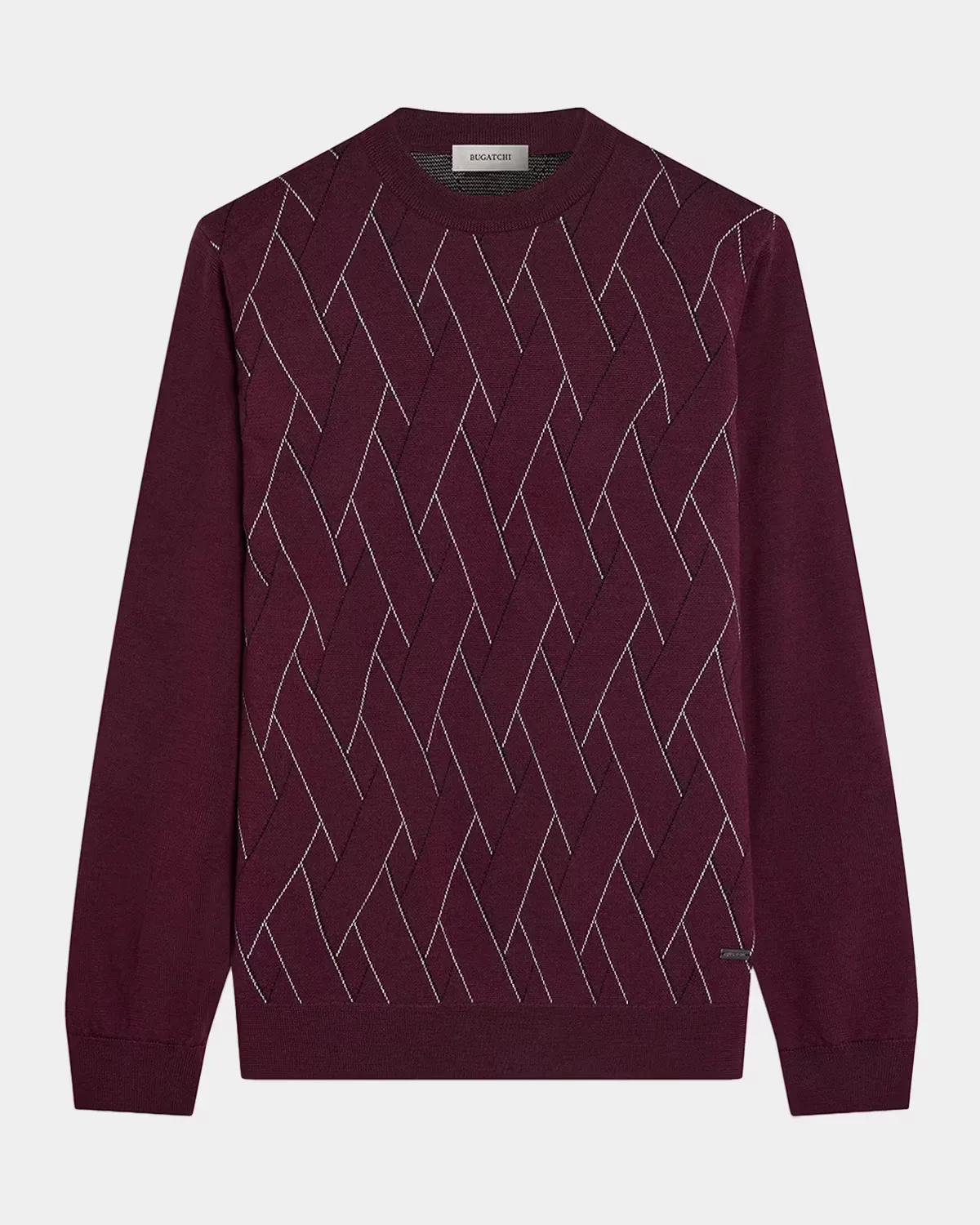Geometric Cotton Crewneck Sweater by BUGATCHI