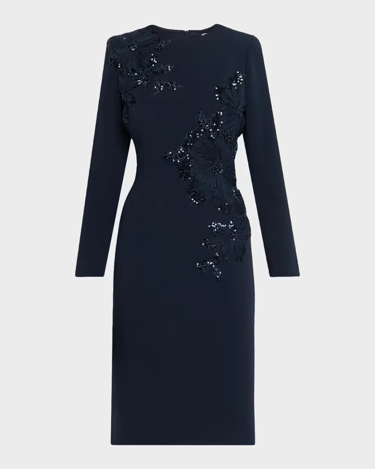 Sequin Floral Applique Crepe Dress by Teri Jon