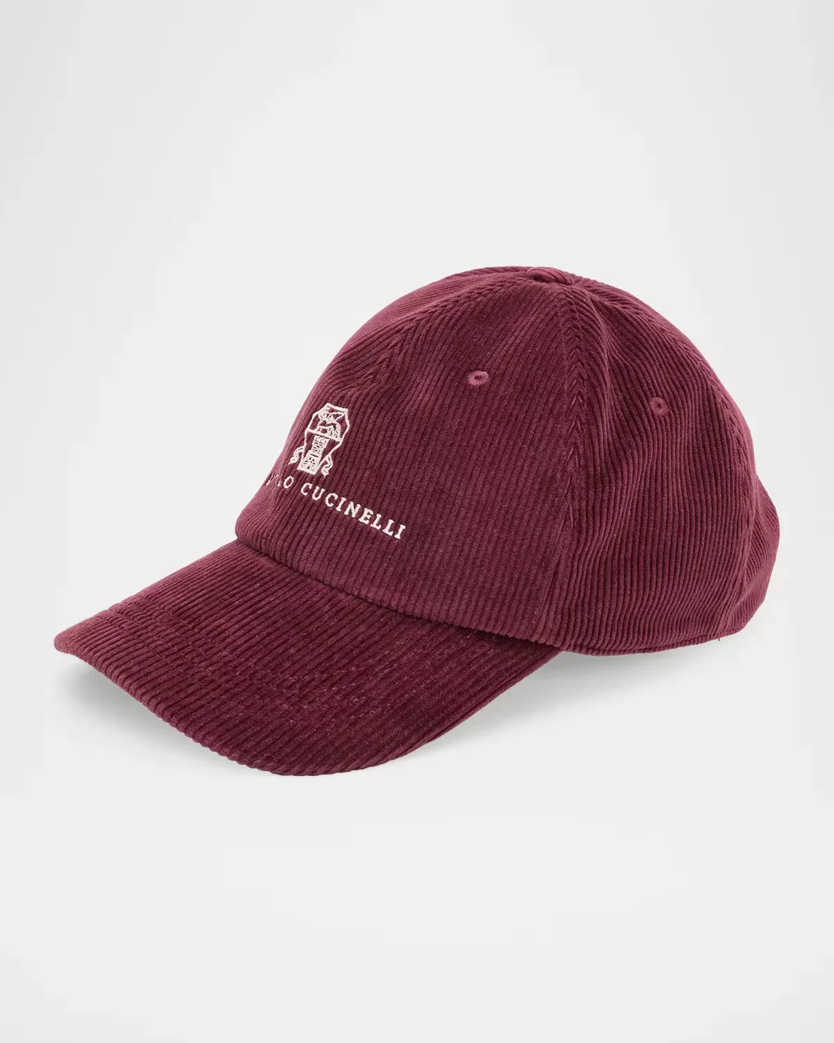Logo Crest Corduroy Baseball Cap by Brunello Cucinelli