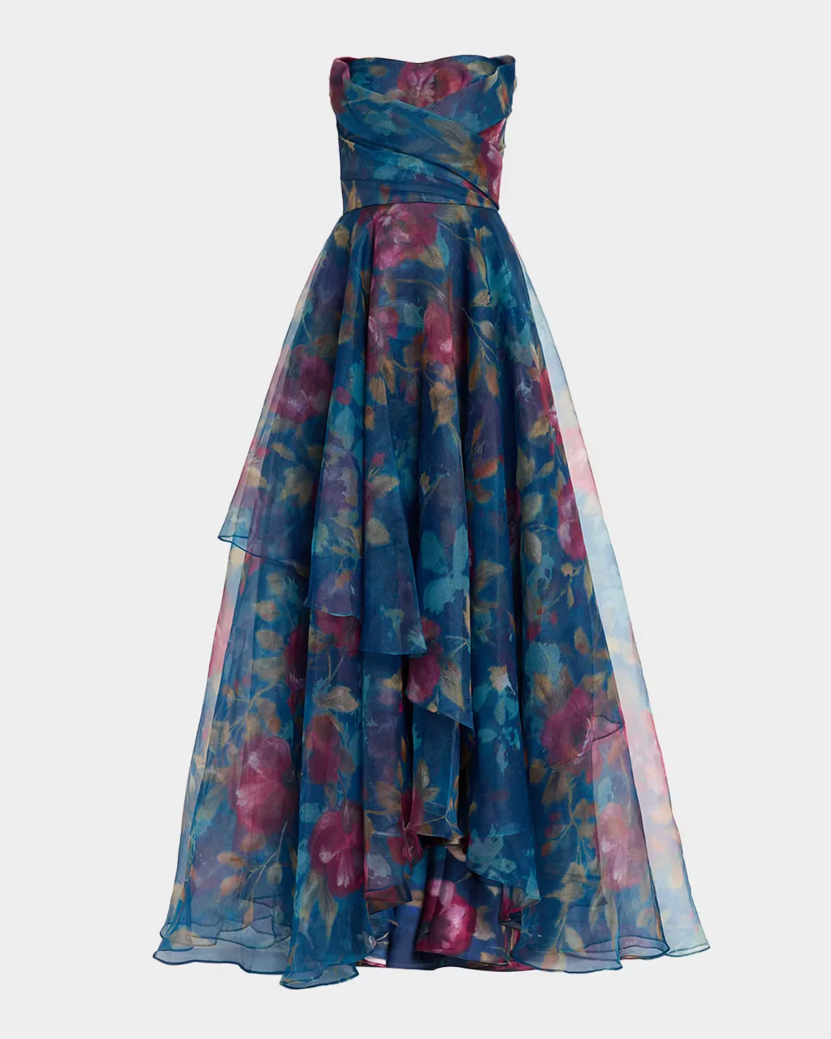 Neve Strapless Floral High-Low Gown