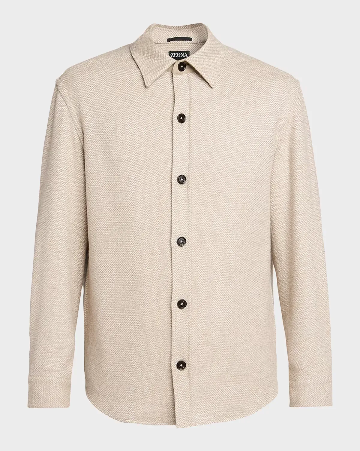 Cashmere and Silk Herringbone Overshirt