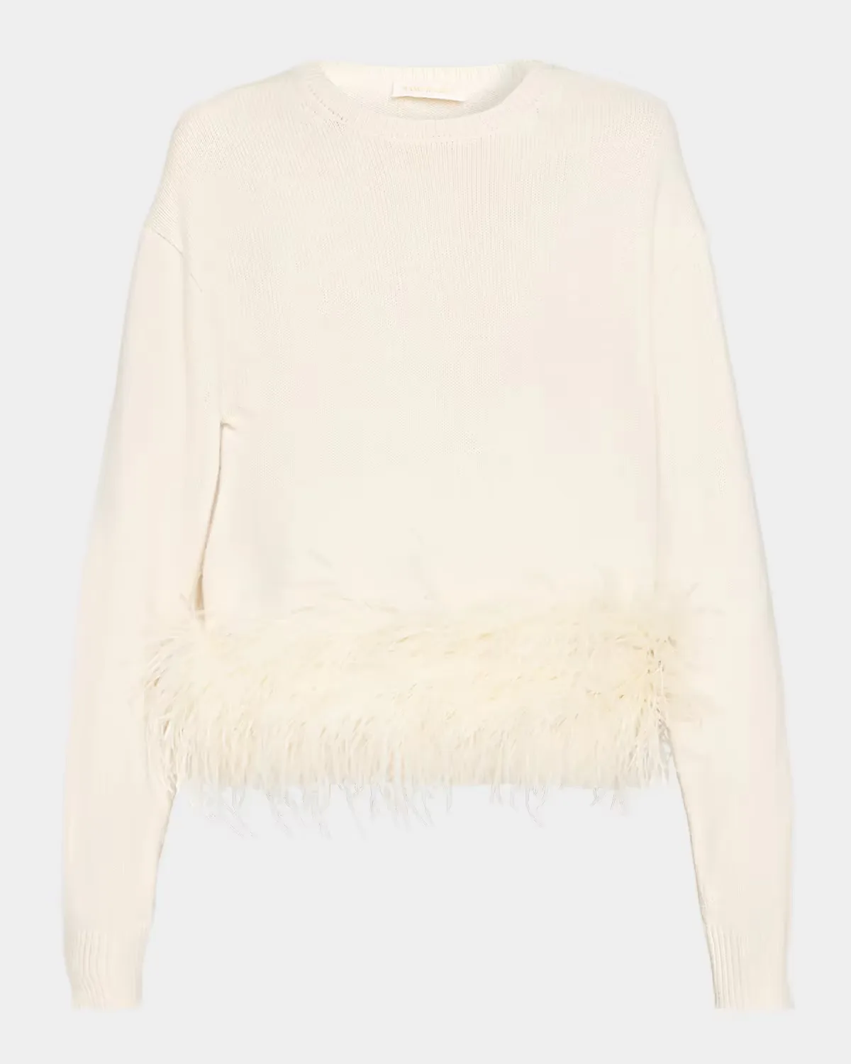 Mara Feather-Trim Crewneck Sweater by Ramy Brook