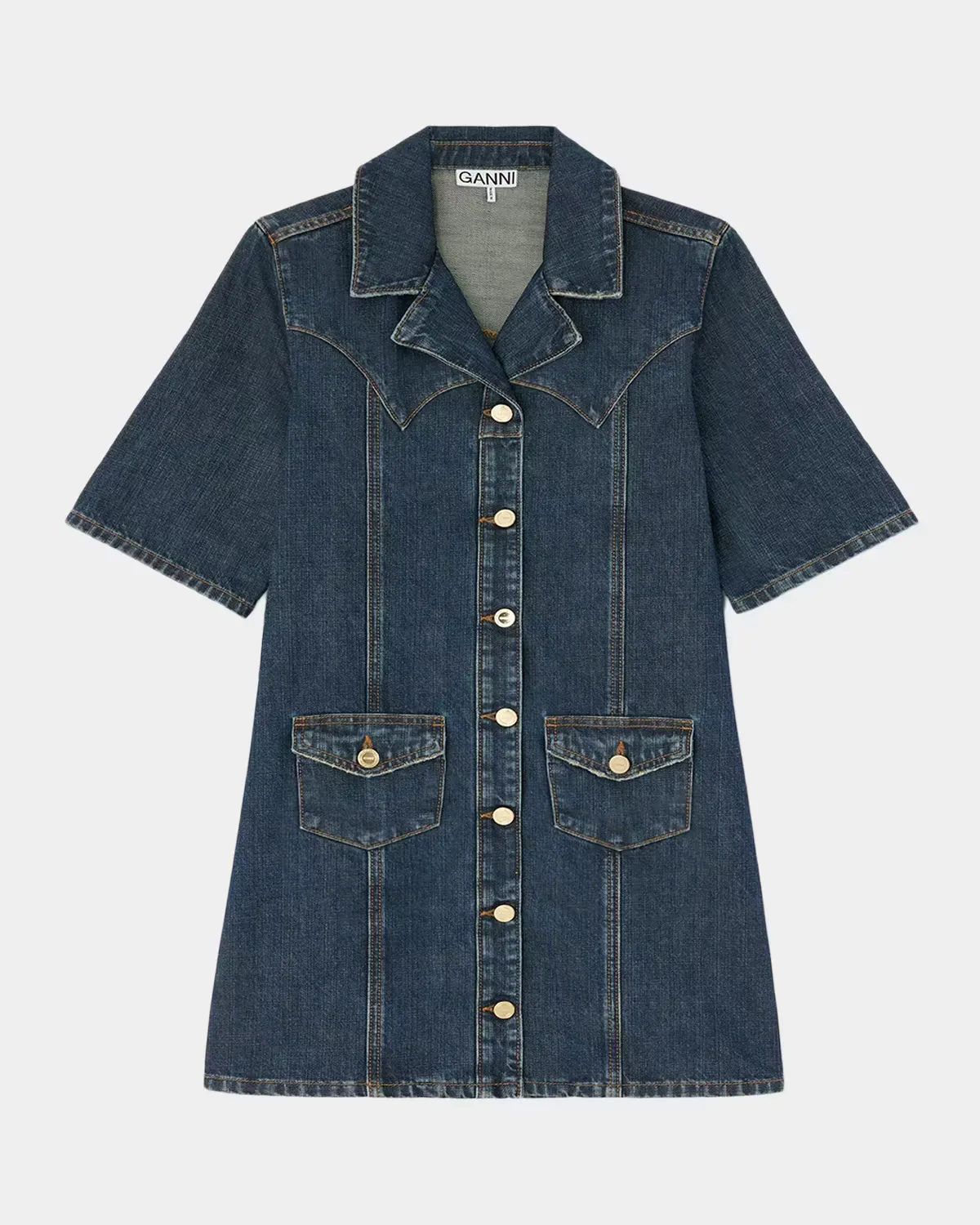 Denim Mini Shirtdress by GANNI