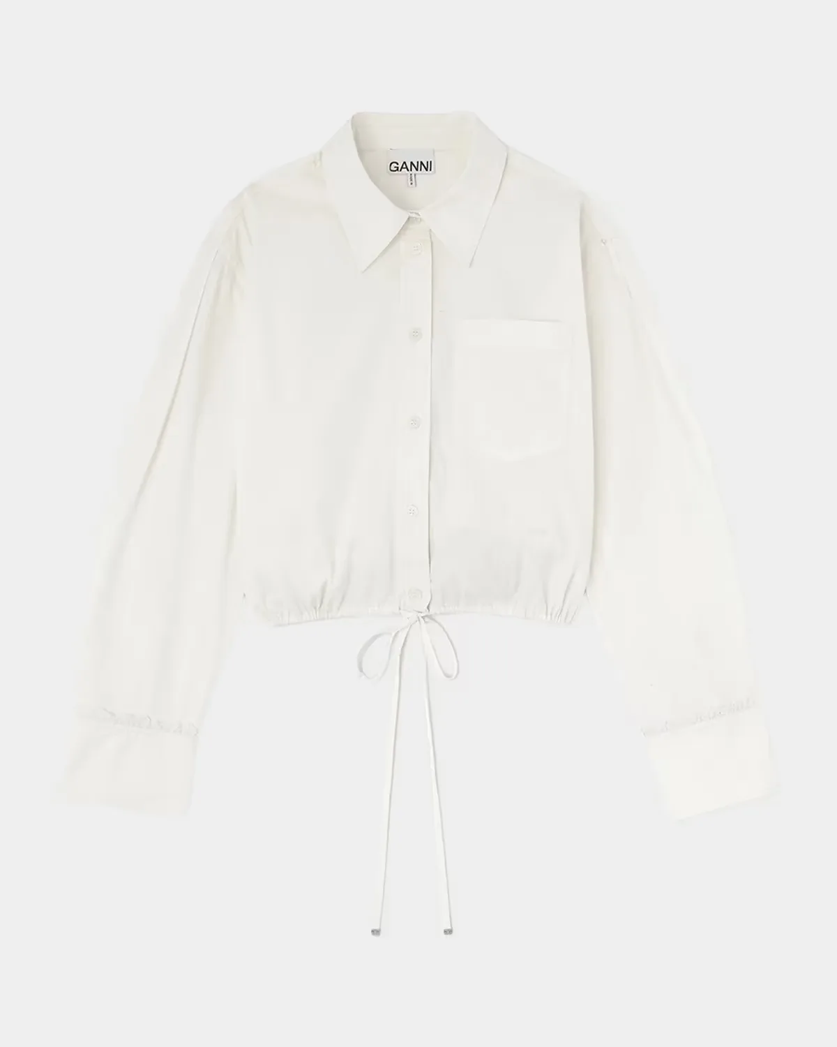 Stretch Cotton Cropped Bowling Shirt by GANNI