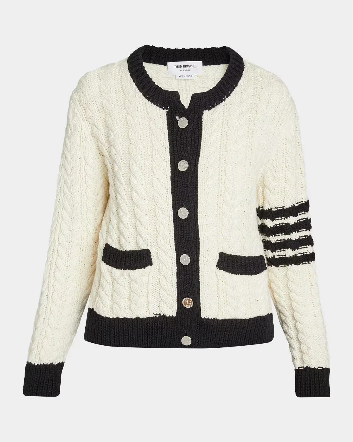 Aran Cable-Knit Wool Cardigan by Thom Browne