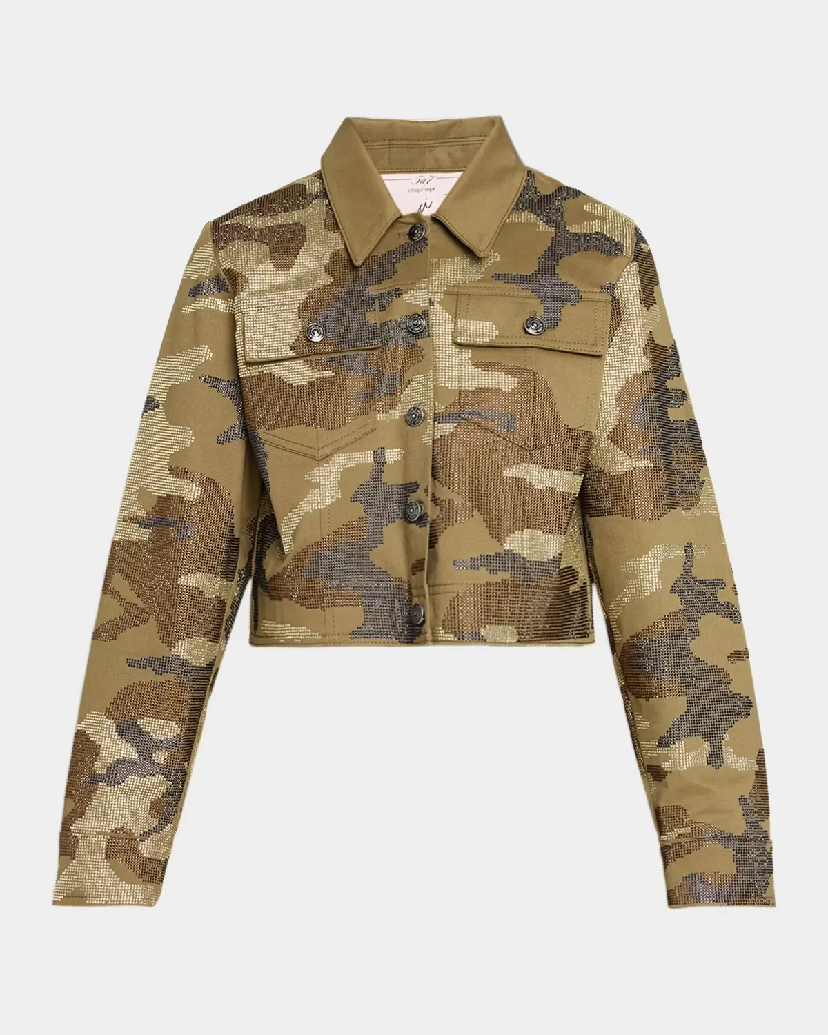 Heatset Camo Lexie Cropped Trucker Jacket by Cinq  Sept