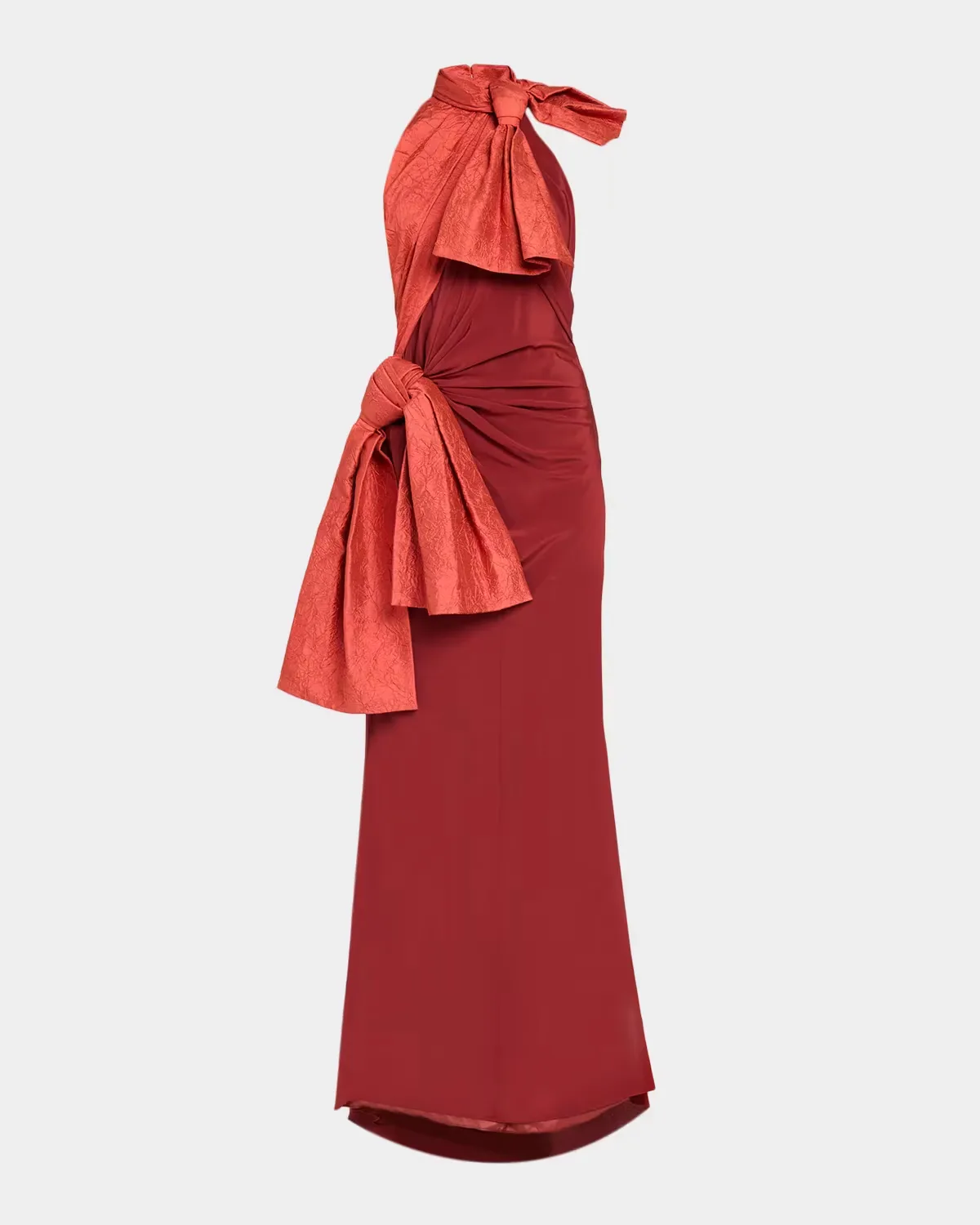 Silk Crepe De Chine Double-Bow Taffeta Halter Gown by CHRISTOPHER JOHN ROGERS