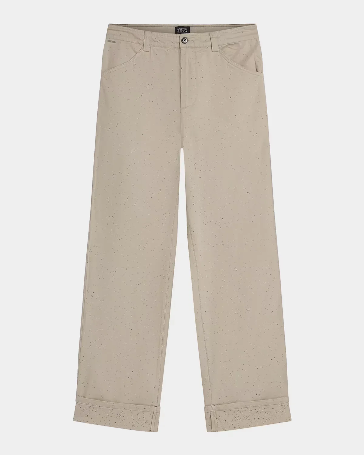 Speckled Cotton-Blend Loose Straight-Leg Pants by Scotch & Soda