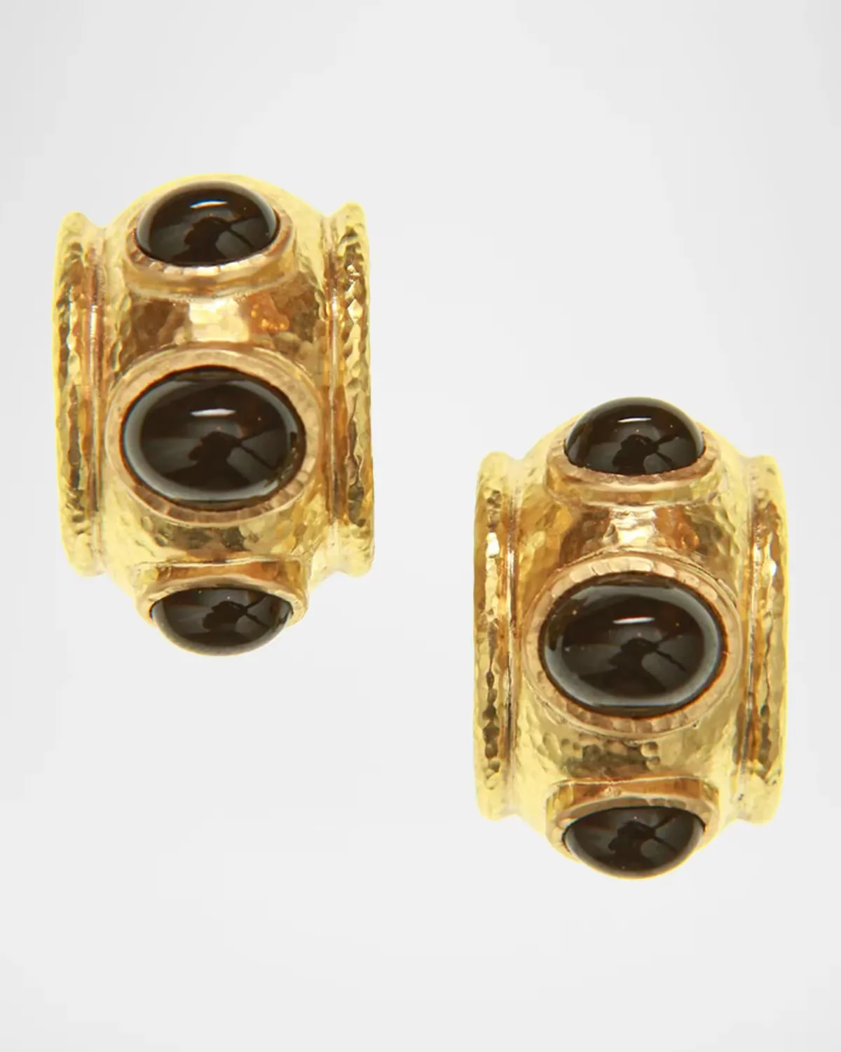 19K Onyx Puffy Bezel Huggie Earrings