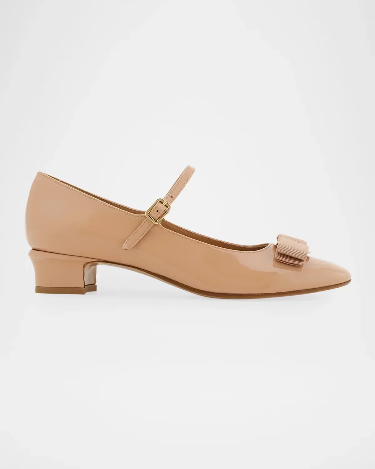 Vally Patent Leather Bow Mary Jane Ballerina Flats by Ferragamo