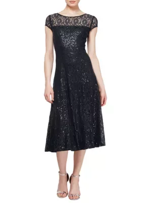 T-Length Lace Dress by Sl Fashions
