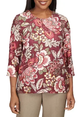 Mulberry Street Jacobean Floral Top by Alfred Dunner