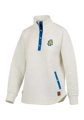 NCAA NC A&T Aggies Claire Quilted Henley Pullover Sweatshirt by Pressbox