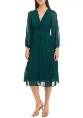 Blouson Sleeve Chiffon Fit and Flare Dress by Maison Tara
