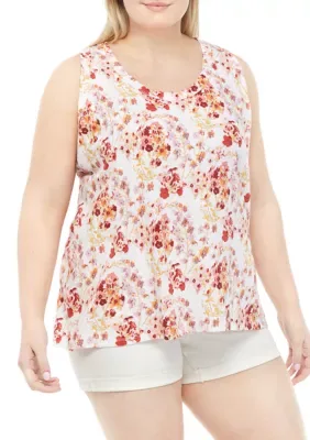 Floral Printed Raw Edge Tank Top by Wonderly