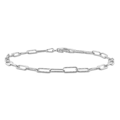 3mm Fancy Paperclip Chain Anklet in Sterling Silver, 15 In by Belk & Co
